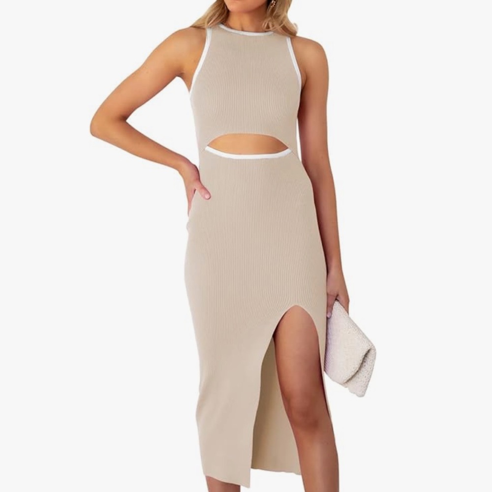 Knit Midi Dress with Cut Out